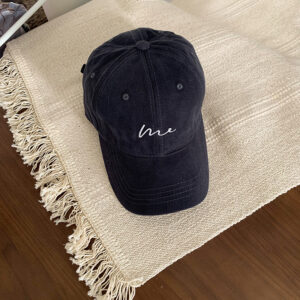 C2740 grass embroidery me baseball cap regular size navy blue / Adjustable