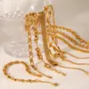 Wholesale PVD Coated 18K Gold Real Gold Plated Geometric 304 Stainless Steel Simple Style Waterproof Non Tarnish 304 Stainless Steel Lobster Trigger Clasp Closure Chain Bracelet