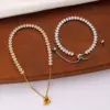 Wholesale Adjustable French Style Full Drill 5mm Oval Zircon Single Row Women's Bracelet Elegant Travel Jewelry Stainless Steel 18K Gold Plated