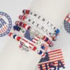 Wholesale New American Flag Bracelet Red White Blue Beads Adjustable Clasp Independence Day & Daily Wear Unisex