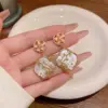 Wholesale Women’s Real Gold Plated Copper Drop Earrings Featuring Beaded Flowers Design
