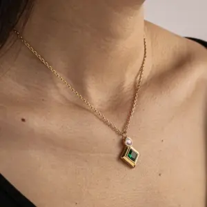 Wholesale Round Jewelry Set With Bezel Setting, 18K Gold Plated 304 Stainless Steel, PVD Coated, Zircon, Cable Chain
