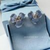 Wholesale HEFANG blue iris earrings elegant temperament dopamine small flower wind silver earrings Valentine’s Day gift