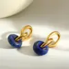 Wholesale Circle Stud Earrings For Women, 18K Gold Plated 0.03µm, Natural Stone, 304 Stainless Steel