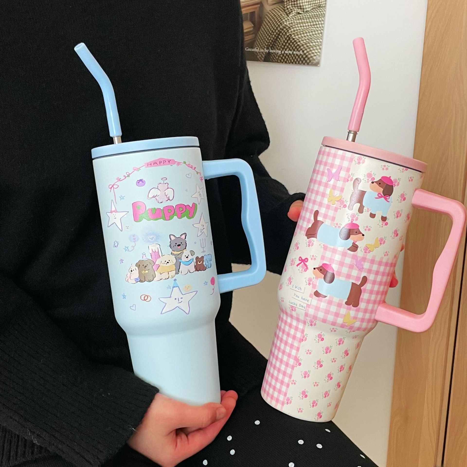 Wholesale Original design portable thermos cup couple water cup large quantity high color value autumn and winter stainless steel portable ice cup
