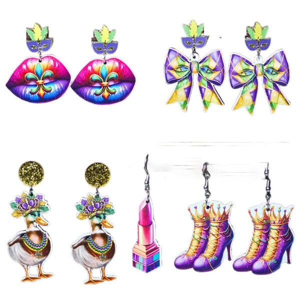 oly-403754bd624ee19548155826699cdf26 Wholesale Carnival Earrings Mask Crown Duck Boots Lipstick Zijin Holiday Atmosphere Earrings