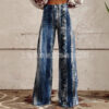 Wholesale plus size Women's Casual Pants Printed Imitation Jeans Wide Leg 3D Fashion Women's Pants