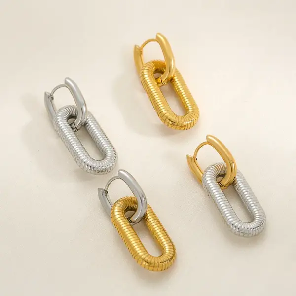 oly-405fd0da46b33556707a9fbf513f6175 Wholesale Ion Plating (IP) 18K Gold Plated U Shape 304 Stainless Steel Hip-Hop Oversized Waterproof Non Tarnish Earrings