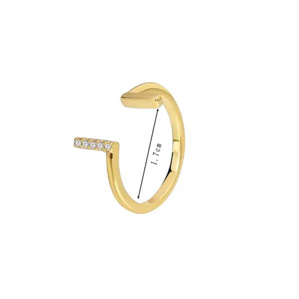 Wholesale Copper Geometric Rack Plated Zircon 18K Gold Plated IG Style Casual Commute Rings