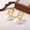 Wholesale Hypoallergenic Letter Drop Earrings For Women With 0.03µm KC Golden Plated Copper And UV Plating