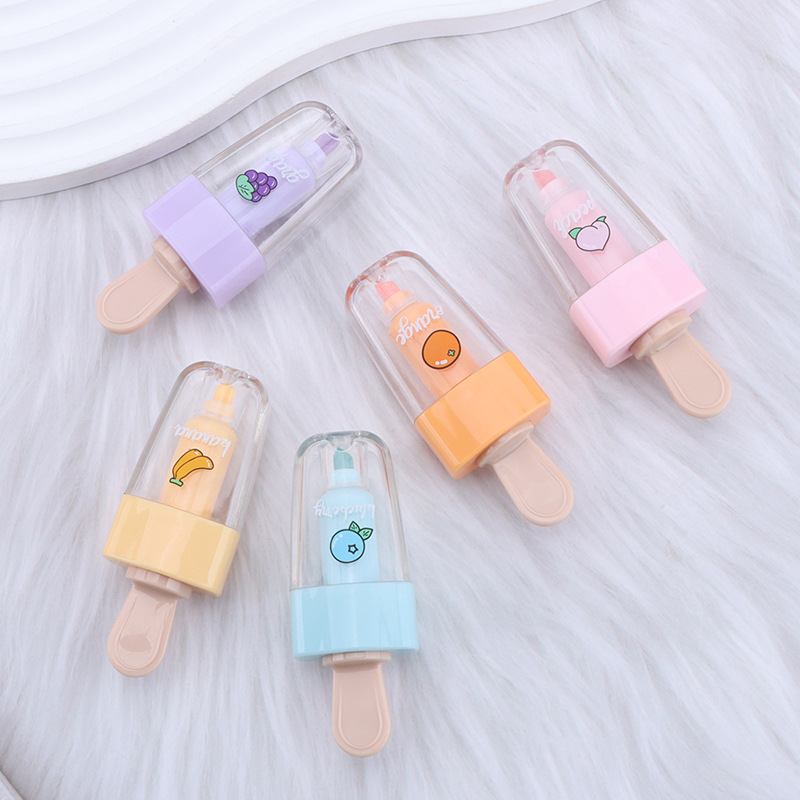 Wholesale Creative Cartoon Ice Cream Shape Highlighter Student Stroke Key Color Pen Cute Mark Pen Office Hand Account Pen