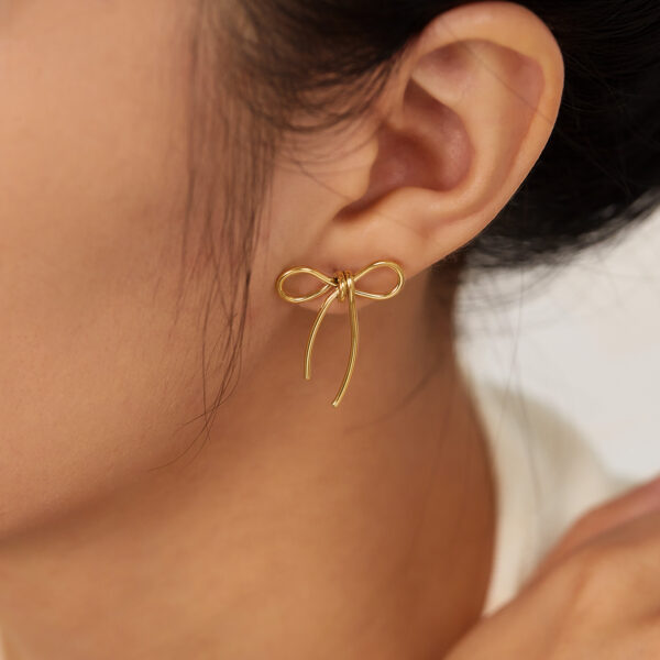 Wholesale Ins Niche Creative Design Earrings Women's Accessories Fashion All-match Simple Style Stainless Steel Bow Jewelry