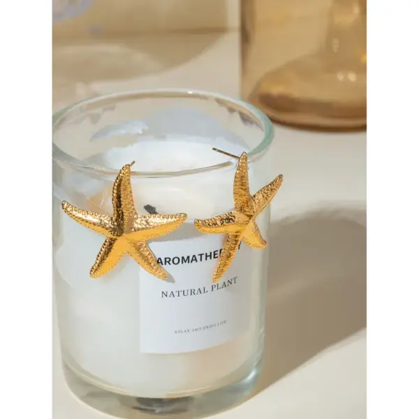 Wholesale PVD Coated Real Gold Plated 18K Gold Starfish 304 Stainless Steel Vacation Marine Style Waterproof Non Tarnish Ear Studs