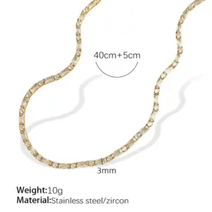 Xl293 White Zirconium Gold Necklace