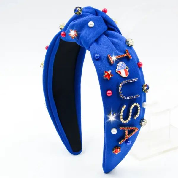 Wholesale Independence Day Hairband Hair Clip Pearl Rhinestone American Letter Fabric Hair Accessory For Women