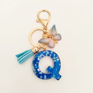 Blue letter keychain pendant/Q