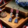 Wholesale Retro Multicolor Letter Print Acrylic Drop Earrings For Women With 304 Stainless Steel Ear Pins