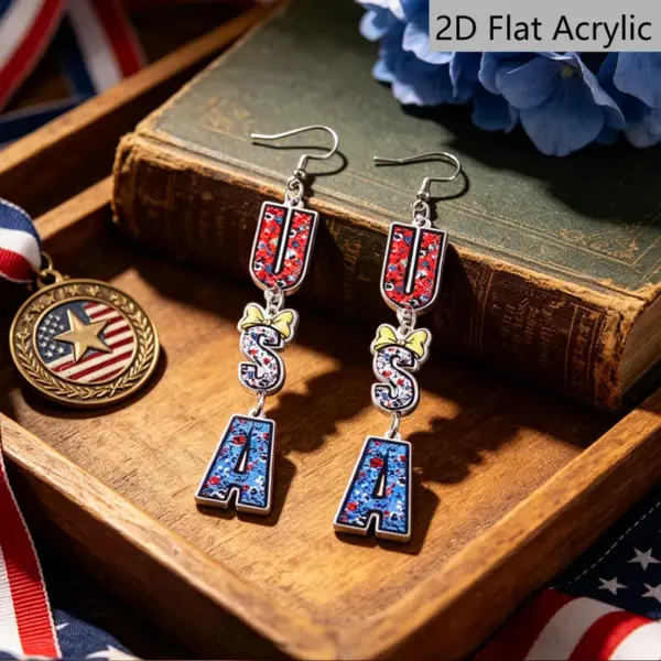 Wholesale Retro Multicolor Letter Print Acrylic Drop Earrings For Women With 304 Stainless Steel Ear Pins