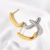 Wholesale 1 Pair Simple Style Commute U Shape Plating Titanium Steel Earrings
