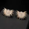 Wholesale Geometric Stud Earrings For Women With 925 Sterling Silver Posts, Copper Base, Electroplated Gold Plating, And Zircon Inlay