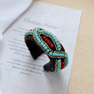 2-interwoven blue turquoise beads