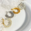 Wholesale [Pearlescent] Bead Circle Pearl Earrings Light Luxury Handmade Beaded Niche High-end Earrings for Women