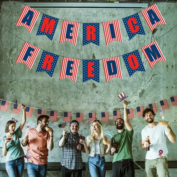Wholesale American Independence Day Flag Decorations Festival Scene Bunting Banner Decoration Accessories Paper Home Decoration Props