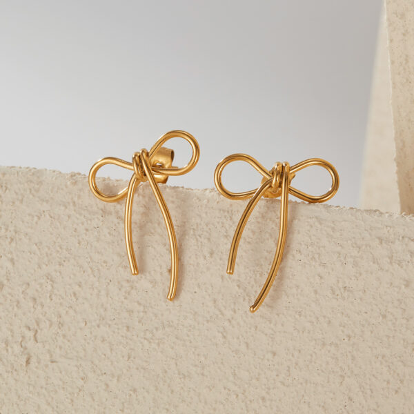 Wholesale Ins Niche Creative Design Earrings Women's Accessories Fashion All-match Simple Style Stainless Steel Bow Jewelry