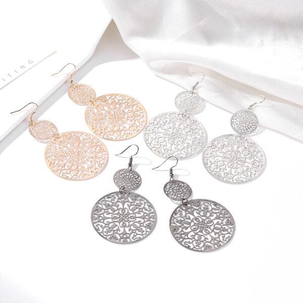 oly-410f57becbfacc4829ef554d1068684e Wholesale Fashion Earrings Vintage Hollow Disc Frosted Earrings Palace Ethnic Style Carved Earrings