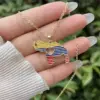 Wholesale Unisex National Flag Enamel Pendant Necklace With 18K Real Gold Plated Copper And PVD Coated Foxtail Chain