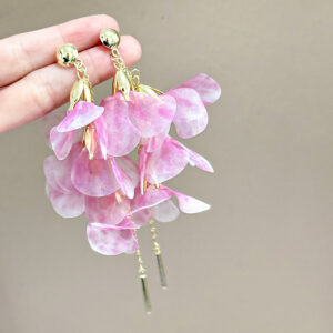 Pink tulip tassel earrings
