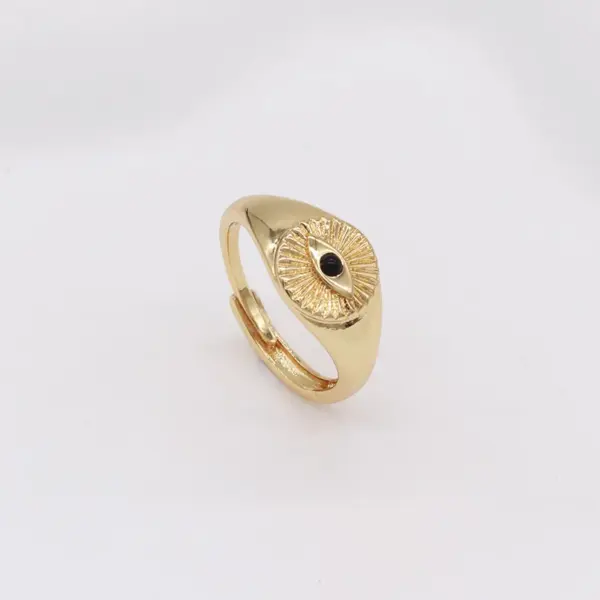 Wholesale Devil's Eye Unisex Ring In Copper With Zircon Inlay, Available In Gold