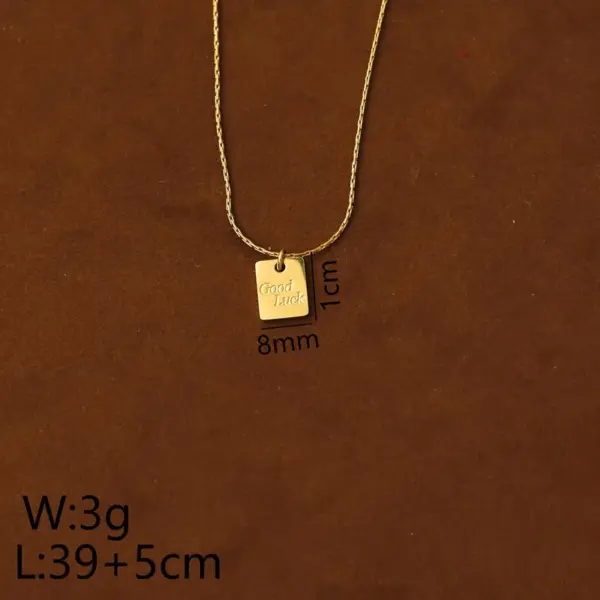 Wholesale Plated Vacuum Plating 18K Gold Plated GOOD LUCK Letter 304 Stainless Steel Vintage Style Classic Style 304 Stainless Steel Pendant Necklace