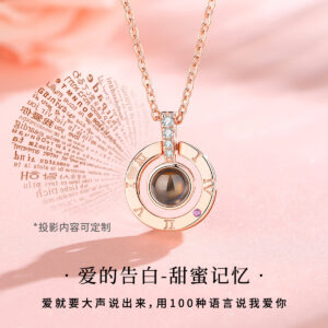 Wholesale Shake the sound hot 100 languages I love you ferris wheel projection necklace pendant female Joker niche design sense