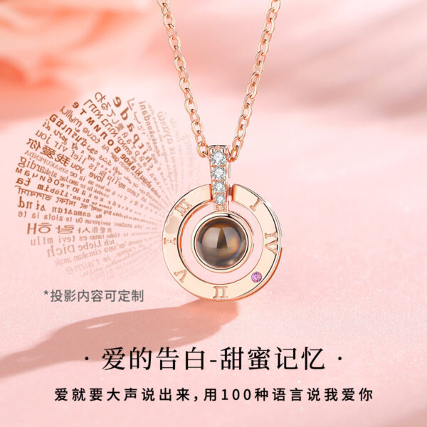 Wholesale 100 languages I love you ferris wheel projection necklace pendant female niche design sense