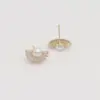 Wholesale Sector Stud Earrings For Women With 925 Sterling Silver Posts, Copper Base, 14K Real Gold Plated And Zircon Inlay