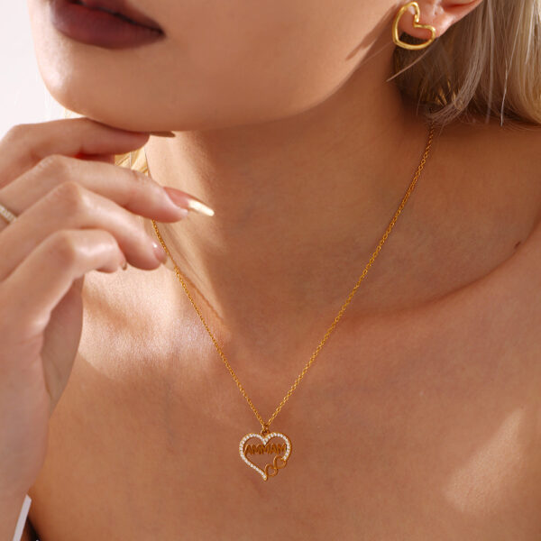 oly-416739b981e9545f044763507df57418 Wholesale Sugar Double Layer Dopamine Natural Stone Heart-Shaped Letter Clavicle Necklace Light Luxury Stainless Steel Jewelry