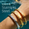 oly-417e45f89e20fc0a17d2b1f6ab8f39b5 Wholesale Waterproof and environmentally friendly stainless steel bracelet with zircon, colorfast, vacuum-plated 304 Roman numeral titanium steel bracelet