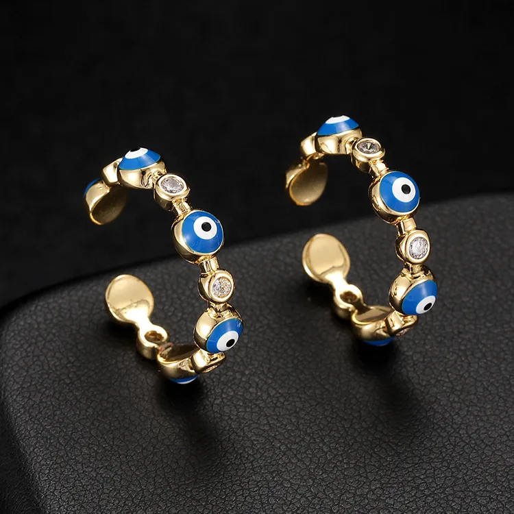Wholesale Unisex Eye Pattern Enamel Ring In Copper With Zircon Inlay, Featuring Hip-Hop Style