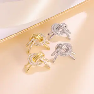 Wholesale Geometric Electroplated Copper Earrings For Women With Zircon Inlay And Water Plating Finish