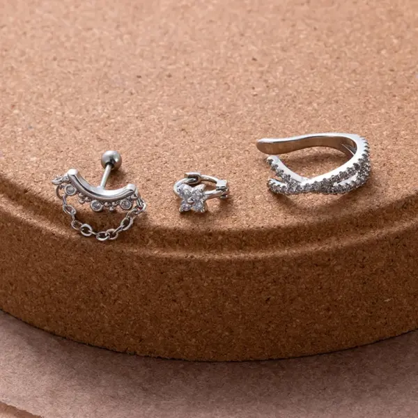 Wholesale 1 Piece Ear Cartilage Rings & Studs Sweet Simple Style Geometric Flower 316L Stainless Steel Copper Waterproof Non Tarnish Surgical Steel Zircon
