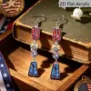 Wholesale Retro Multicolor Letter Print Acrylic Drop Earrings For Women With 304 Stainless Steel Ear Pins