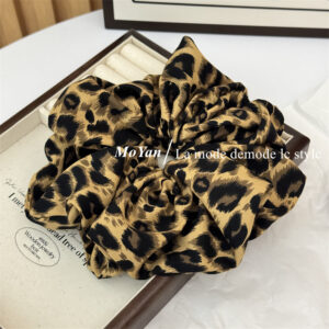Extra large dark leopard print hair tie