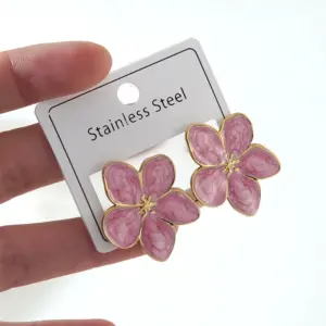 FYD6123EH-pink-flower Earrings