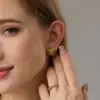 oly-41f3cd06746422845c577a34ce6177e0 Wholesale Heart Shape Earrings In 316 Stainless Steel With 18K Real Gold Plating, Featuring 304 Stainless Steel Posts, Unisex Design