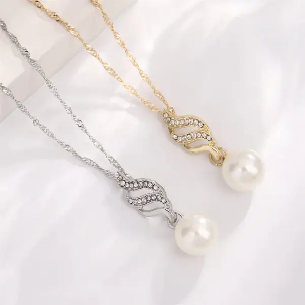 Wholesale Geometric Jewelry Set With KC Golden Plated Finish And Zircon Inlay, Waterproof Non Tarnish Craft, Featuring Cable Chain For Unisex