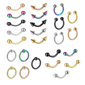 Wholesale Stainless Steel Gold Electroplating Unisex Nose Pin C Rod Breast Ring Nose Ring Nose Pin