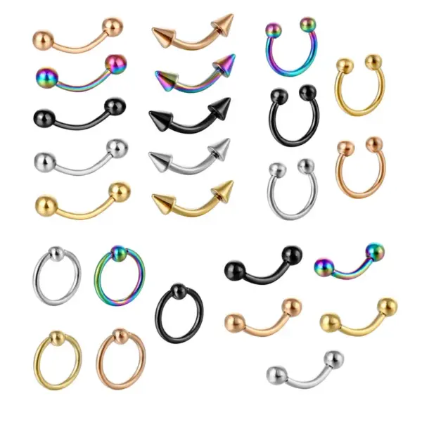 Wholesale Stainless Steel Gold Electroplating Unisex Nose Pin C Rod Breast Ring Nose Ring Nose Pin
