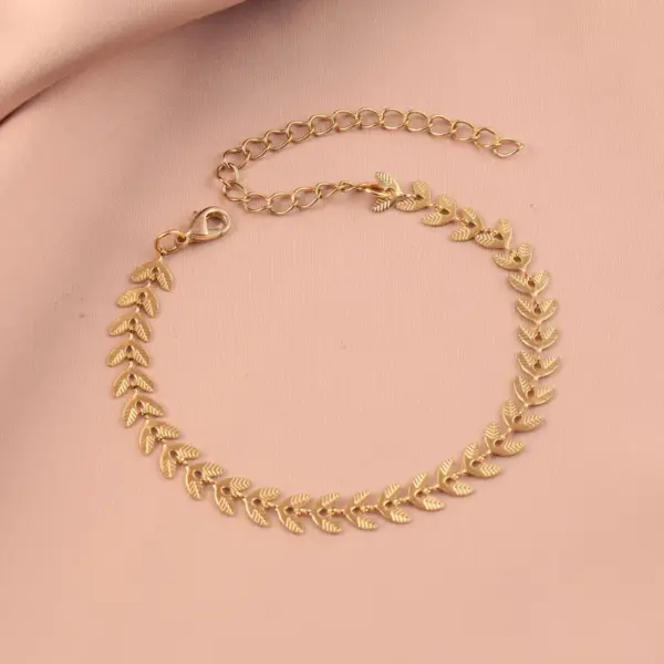 Wholesale Simple Style Leaf 304 Stainless Steel 18K Gold Plated Bracelets In Bulk