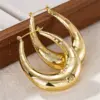 Wholesale Three-dimensional Geometric Earrings For Women In Copper With KC Golden Water Plating And 0.03µm Thickness